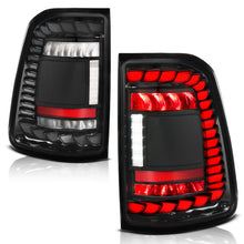 Load image into Gallery viewer, ANZO 19-24 RAM 1500 (Factory Halogen Models) Full LED Tail Lights SeqSig Black - Pair