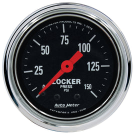 Autometer Traditional Chrome 2-1/16in 150 PSI Mechanical Air Locker Gauge