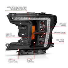 Load image into Gallery viewer, ANZO 18-20 Ford F-150 (w/Factory Halogen) Z-Series Full LED Proj Headlights Init/SeqSig - Pair