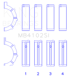 King Engine Bearings Chrysler 226 (3.7L) (Size +0.75mm) Main Bearing Set