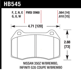 Hawk 04-09 Infiniti G35 3.5L Base Brembo Brakes OE Incl. Pin Clips Shims Front ER-1 Brake Pads