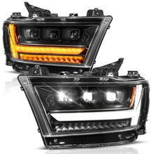 Load image into Gallery viewer, ANZO 19-24 RAM 1500 (New Body/OE Halogen) Full LED Proj Headlights DRL/SeqSig Black - Pass. Side