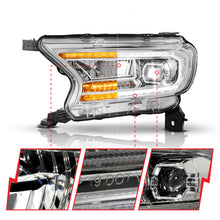 Load image into Gallery viewer, ANZO 19-23 Ford Ranger (Factory Halogen Models) Full LED Proj Headlights DRL/SeqSig Chrome - Pair