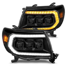 Load image into Gallery viewer, ANZO 05-11 Toyota Tacoma Full LED Projector Headlights White DRL/Init/SeqSig Black - Pair