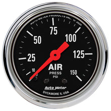 Load image into Gallery viewer, AutoMeter Gauge Air Pressure 2-1/16in. 150 PSI Mechanical Traditional Chrome