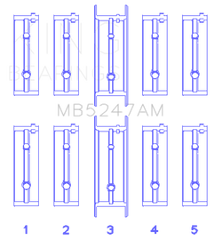 King Engine Bearings Opel 1.7D (Size +0.50mm) Main Bearing Set