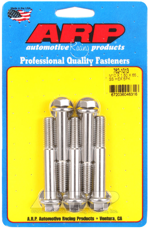 ARP M10 x 1.50 x 65mm Hex Stainless Steel Bolts (Set of 5)