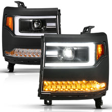 Load image into Gallery viewer, ANZO 16-18 Chevy Silverado1500 (Factory HID Models) LED Proj Light Bar Style Headlights Black - Pair