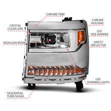 Load image into Gallery viewer, ANZO 16-18 Chevy Silverado1500 (Factory HID Models) LED Prj Light Bar Style Headlights Chrome - Pair