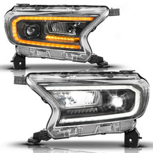Load image into Gallery viewer, ANZO 19-23 Ford Ranger (Factory Halogen Model) Full LED Proj Headlights Init/DRL/SeqSig Black - Pair