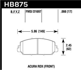 Hawk 14-17 Acura RDX/RLX HPS 5.0 Front Brake Pads ( does not fit civic Type R)