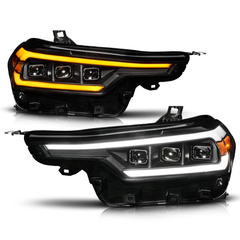 Anzo 2023+ Chevy Colorado Full LED Proj. Headlights w/ Black Housing - Seq. Lightbar w. DRL