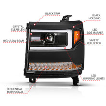 Load image into Gallery viewer, ANZO 16-18 Chevy Silverado1500 (Factory HID Models) LED Proj Light Bar Style Headlights Black - Pair