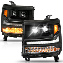 Load image into Gallery viewer, ANZO 16-18 Chevy Silverado 1500 (Factory HID Models ONLY) Full LED Proj Headlights Black - Pair