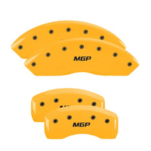 Load image into Gallery viewer, MGP 4 Caliper Covers Engraved F&amp;R MGP Yellow finish black Letter