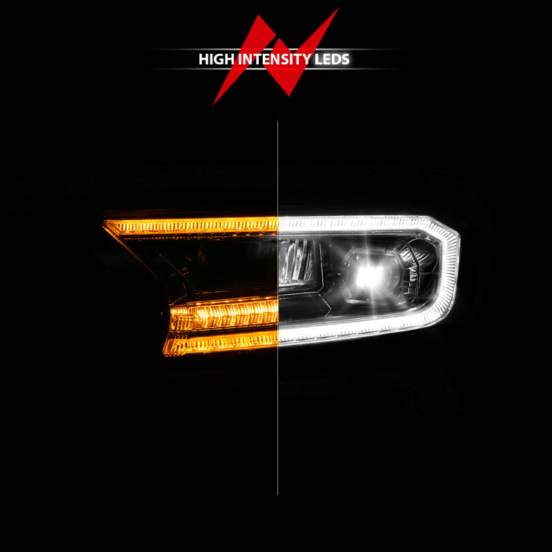 ANZO 19-23 Ford Ranger (Factory Halogen Models) Full LED Proj Headlights DRL/SeqSig Chrome - Pair