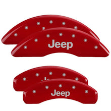 Load image into Gallery viewer, MGP 4 Caliper Covers Engraved Front &amp; Rear 21-25 Grand Cherokee - Red w/ Jeep Logo