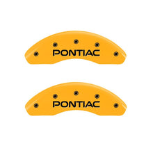 Load image into Gallery viewer, MGP 4 Caliper Covers Engraved Front Pontiac Rear Arrow Yellow Finish Black Char 2006 Pontiac G6