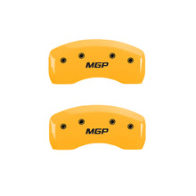 Load image into Gallery viewer, MGP 4 Caliper Covers Engraved Front &amp; Rear MGP Yellow Finish Black Char 2017 Nissan Armada