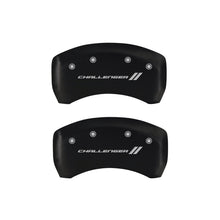 Load image into Gallery viewer, MGP 4 Caliper Covers Engraved Front &amp; Rear With stripes/Challenger Red finish silver ch