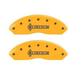 MGP 4 Caliper Covers Engraved Front Lincoln Engraved Rear Star logo Yellow finish black ch