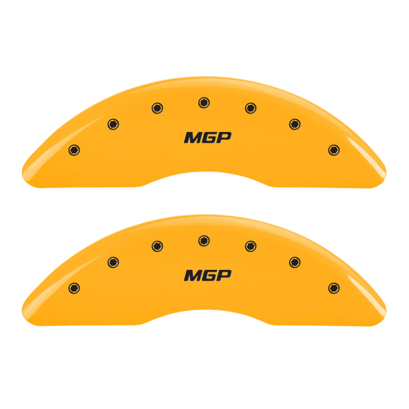 MGP 4 Caliper Covers Engraved Front & Rear MGP Yellow Finish Black Char 2017 Genesis G80