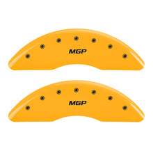 Load image into Gallery viewer, MGP 4 Caliper Covers Engraved Front &amp; Rear MGP Yellow Finish Black Char 2016 Buick Regal