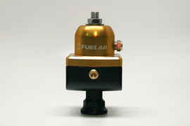 Fuelab 555 Carb Adjustable FPR Blocking 4-12 PSI (1) -8AN In (2) -8AN Out - Gold