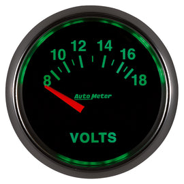 Autometer GS 52mm 8-18 Volts Short Sweep Electronic Voltmeter Gauge