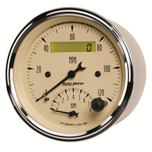 Load image into Gallery viewer, AutoMeter Gauge Tach/Speedo 3-3/8in. 120MPH &amp; 8K RPM Elec. Program. Antique Beige