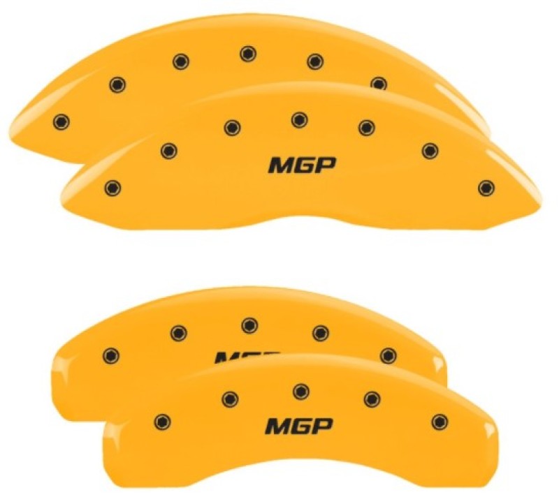 MGP 4 Caliper Covers Engraved Front & Rear MGP Yellow Finish Black Char 2019 Nissan Armada