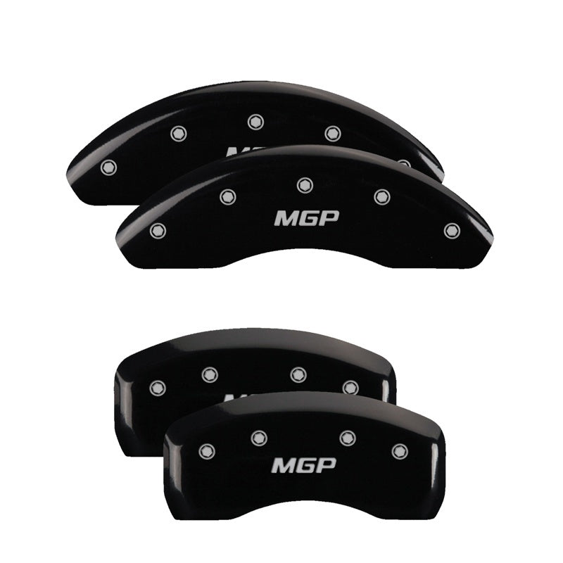 MGP 4 Caliper Covers Engraved Front Pontiac Engraved Rear GXP Black finish silver ch