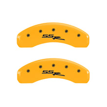 Load image into Gallery viewer, MGP 4 Caliper Covers Engraved Front &amp; Rear Ssr Yellow Finish Black Char 2004 Chevrolet SSR