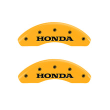 Load image into Gallery viewer, MGP 2 Caliper Covers Engraved Front Honda Yellow Finish Black Characters 1998 Honda Civic