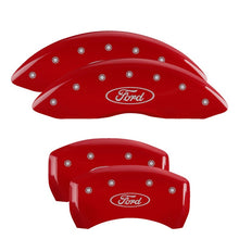 Load image into Gallery viewer, MGP 4 Caliper Covers Engraved Front Mustang Engraved Rear Pony Red finish silver ch