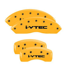 Load image into Gallery viewer, MGP 4 Caliper Covers Engraved Front &amp; Rear I-Vtec Yellow Finish Black Char 2007 Honda Accord