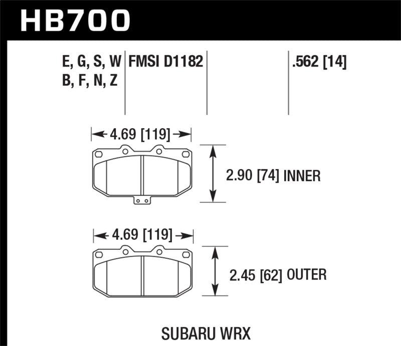 Hawk 06-07 Subaru WRX Performance Ceramic Front Brake Pads