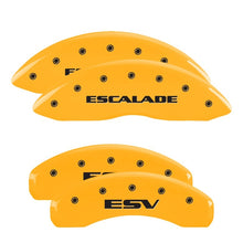 Load image into Gallery viewer, MGP 4 Caliper Covers Engraved Fr Escalade Rear ESV Yellow Finish Blk Char 2003 Cadillac Escalade ESV