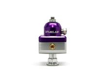 Load image into Gallery viewer, Fuelab 575 Carb Adjustable Mini FPR Blocking 10-25 PSI (1) -6AN In (2) -6AN Out - Purple