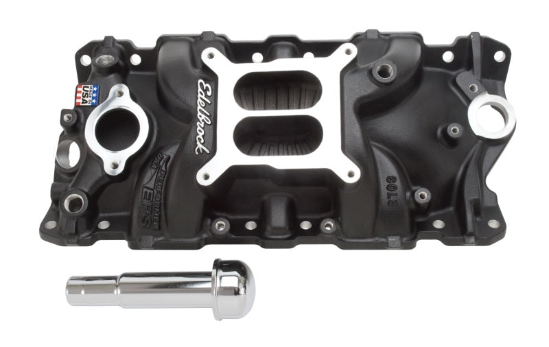 Edelbrock Intake Manifold Perf Eps SBC w/ Oil Fill Tube and Breather Black