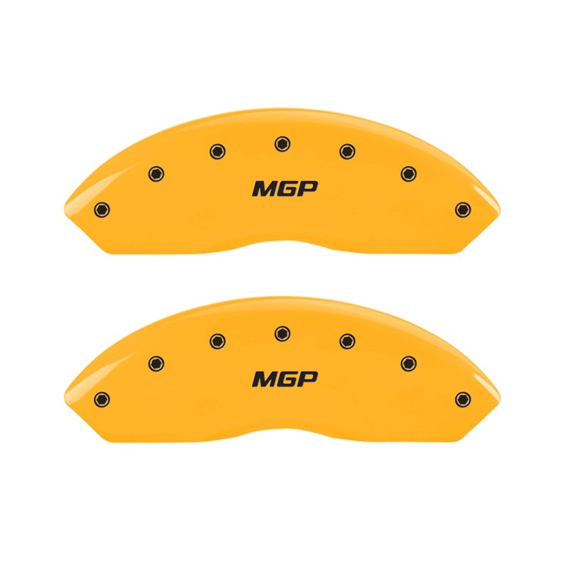 MGP 2 Caliper Covers Engraved Front MGP Yellow Finish Black Characters 1997 GMC Yukon