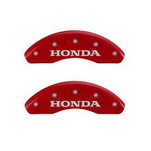 Load image into Gallery viewer, MGP 4 Caliper Covers Engraved Front &amp; Rear Honda Red Finish Silver Char 2007 Honda Civic