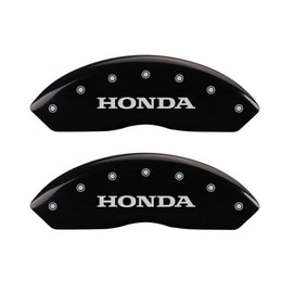 MGP 4 Caliper Covers Engraved Front & Rear Honda Black finish silver ch