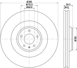 Hella Pagid Front High Carbon Brake Rotor - 05-09 Audi A8