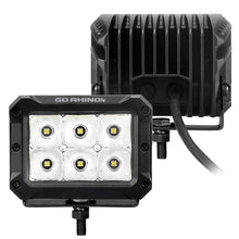 Load image into Gallery viewer, Go Rhino Xplor Bright Series Rectangle LED Spot Light Kit (Surface/Thread Stud Mnt) 4x3 - Blk (Pair)