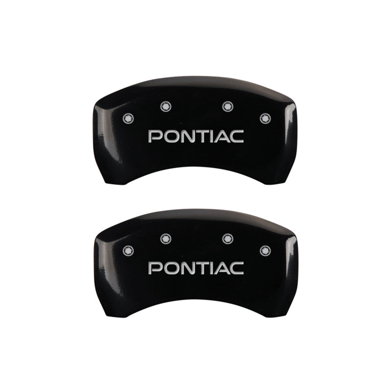 MGP 4 Caliper Covers Engraved Front & Rear Pontiac Black finish silver ch