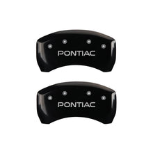 Load image into Gallery viewer, MGP 4 Caliper Covers Engraved Front &amp; Rear Pontiac Black finish silver ch