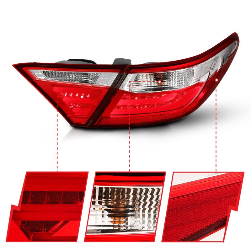 ANZO 2015-2016 Toyota Camry LED Taillights Red/Clear