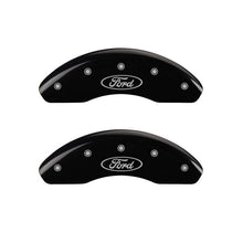 Load image into Gallery viewer, MGP 4 Caliper Covers Engraved Front 2015/Mustang Engraved Rear 2015/50 Yellow finish black ch