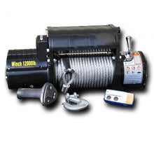 Load image into Gallery viewer, DV8 Offroad 12000 LB Winch w/ Steel Cable &amp; Wireless Remote - Black